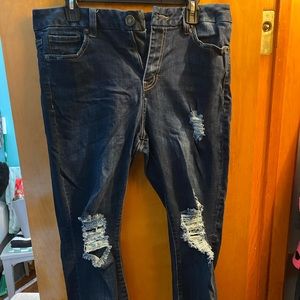 Dark Denim Curvy Ripped Jeans